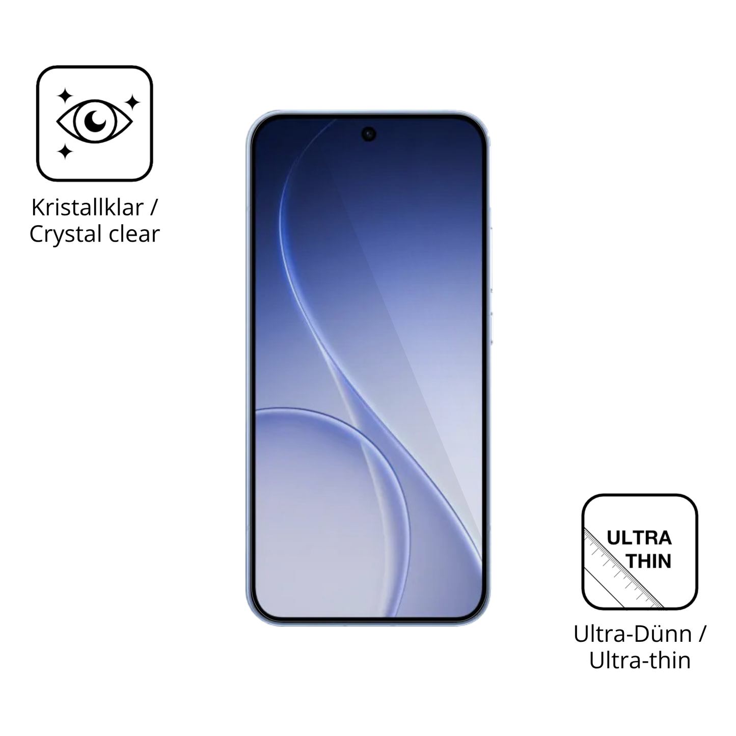 Dünne und klare Folie passend zugeschnitten für Oppo Reno15c