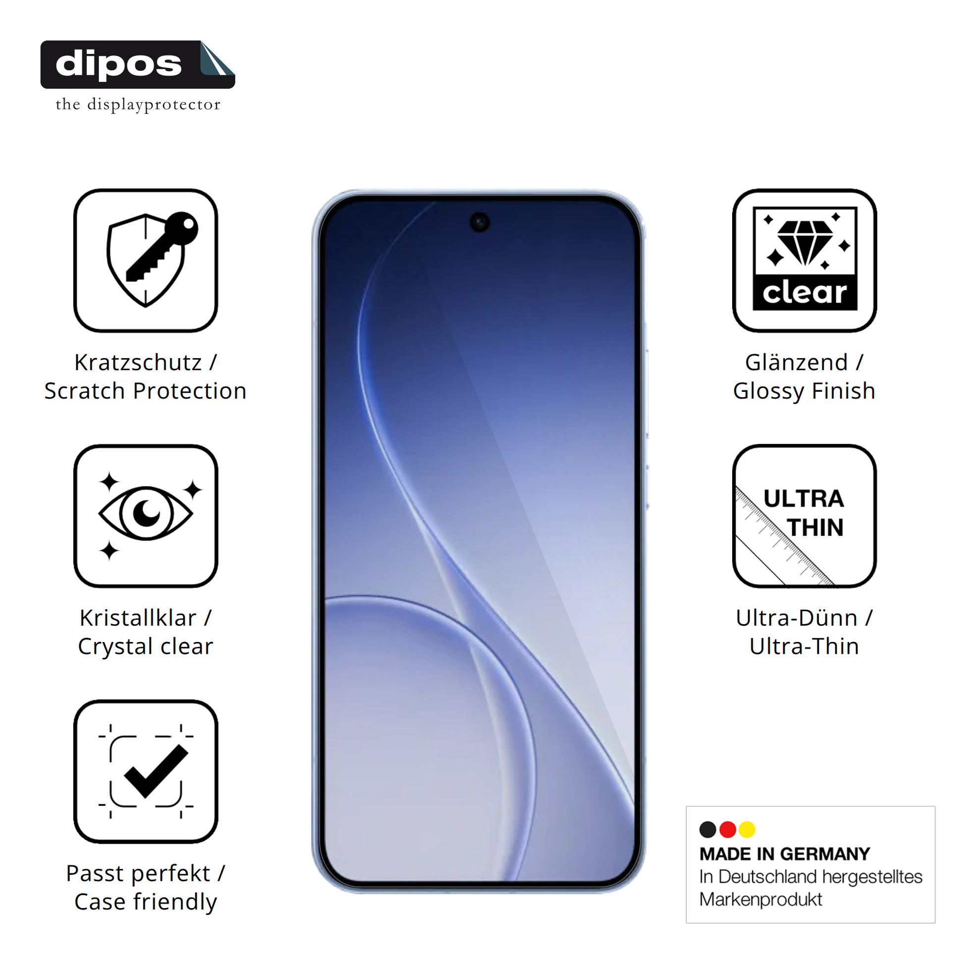 Displayschutz hergestellt in Deutschland, höchste Qualität made in Germany