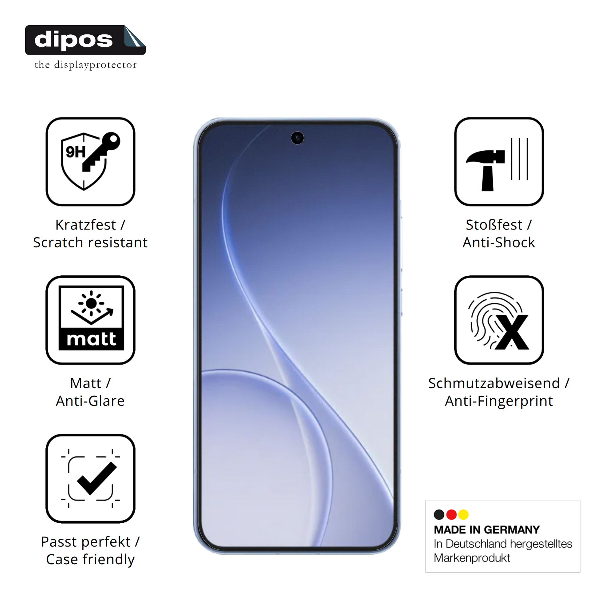 Displayschutz hergestellt in Deutschland, höchste Qualität made in Germany