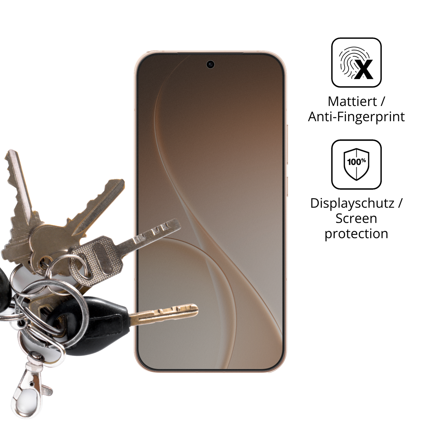 dipos Displayschutz für Oppo Reno 15 FS, mattierte Oberfläche, Blickschutzfilter und perfekter Passform