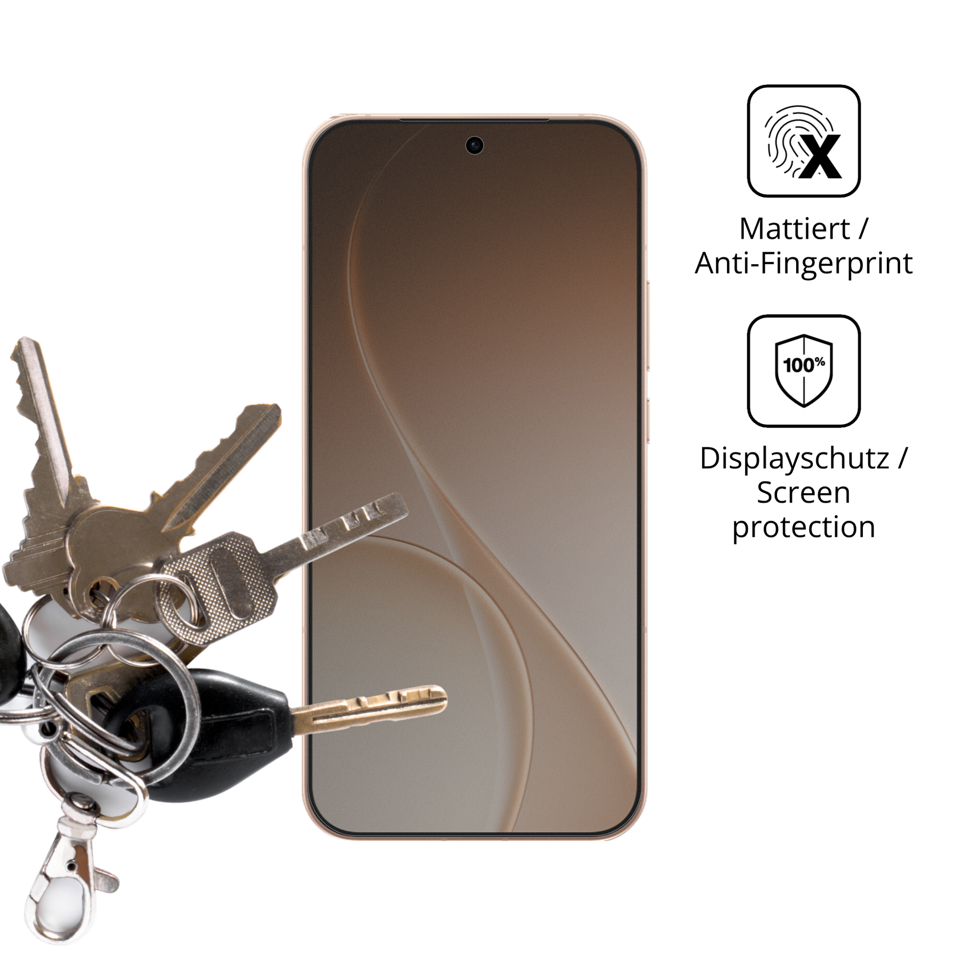 dipos Displayschutz für Oppo Reno 15 FS, mattierte Oberfläche, Blickschutzfilter und perfekter Passform
