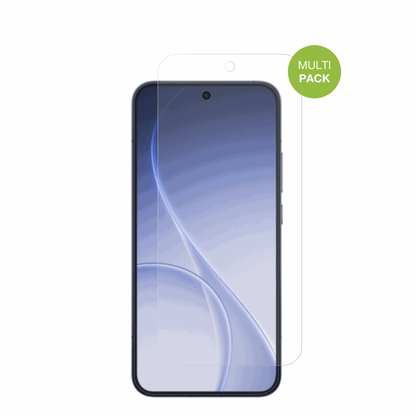 OppoReno 15 Pro Max mit aufgebrachter dipos Displayschutzfolie, die lästige Fingerabdrücke minimiert