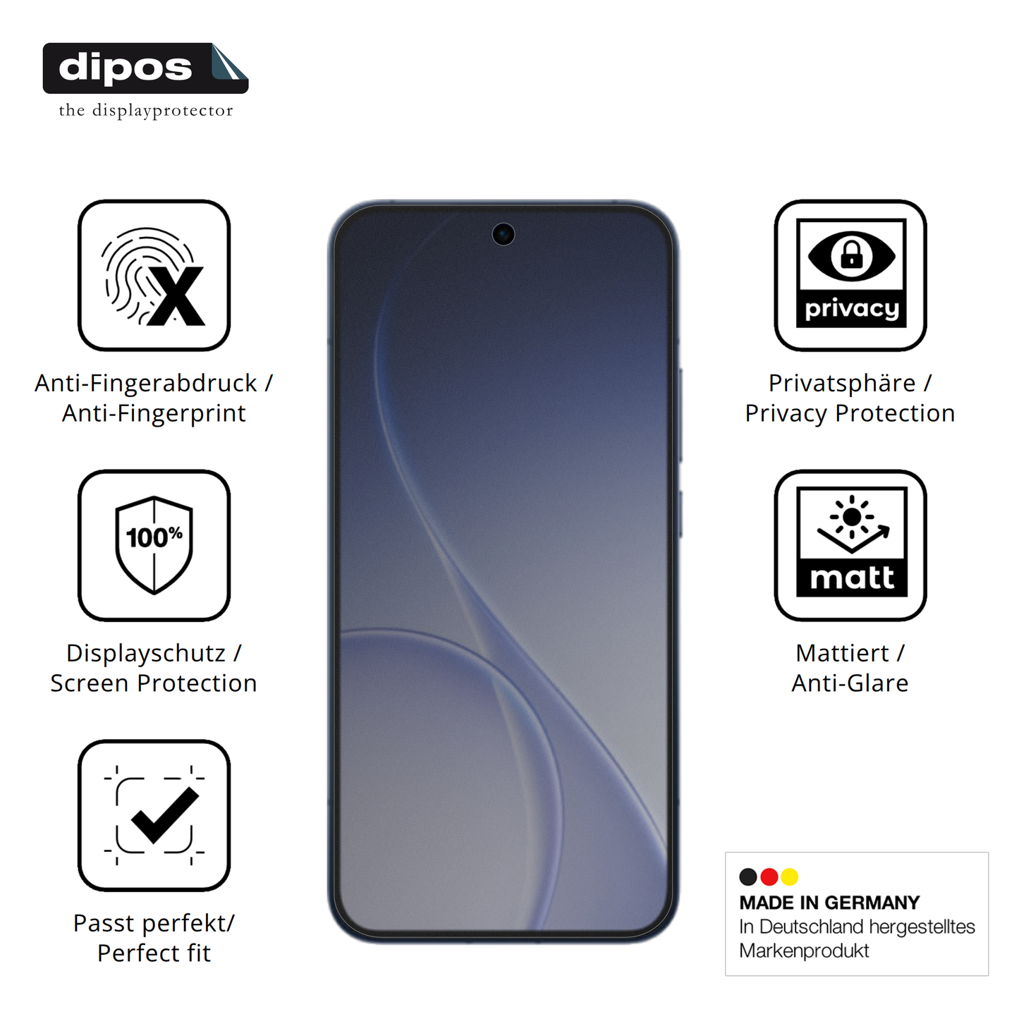 Privatsphäre-Schutz durch Sichtschutz-Folie passend zugeschnitten für Oppo Reno 15 Pro