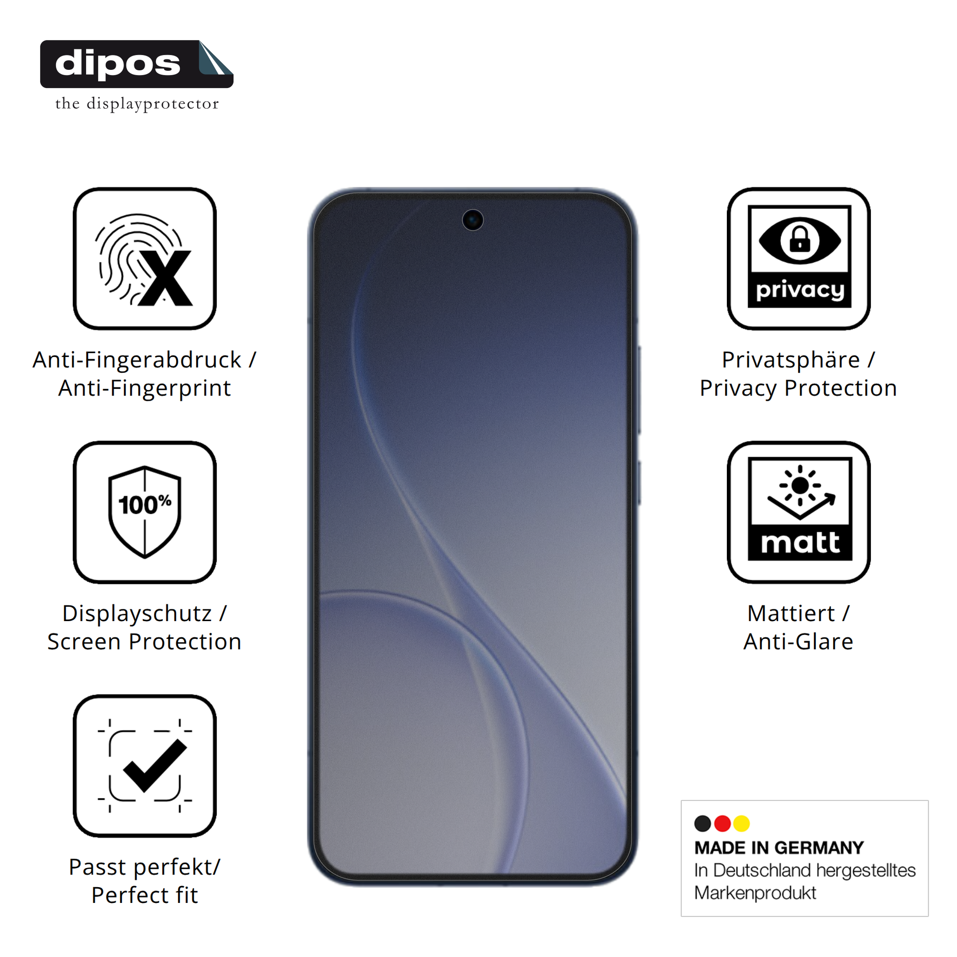 Privatsphäre-Schutz durch Sichtschutz-Folie passend zugeschnitten für Oppo Reno 15 Pro Max