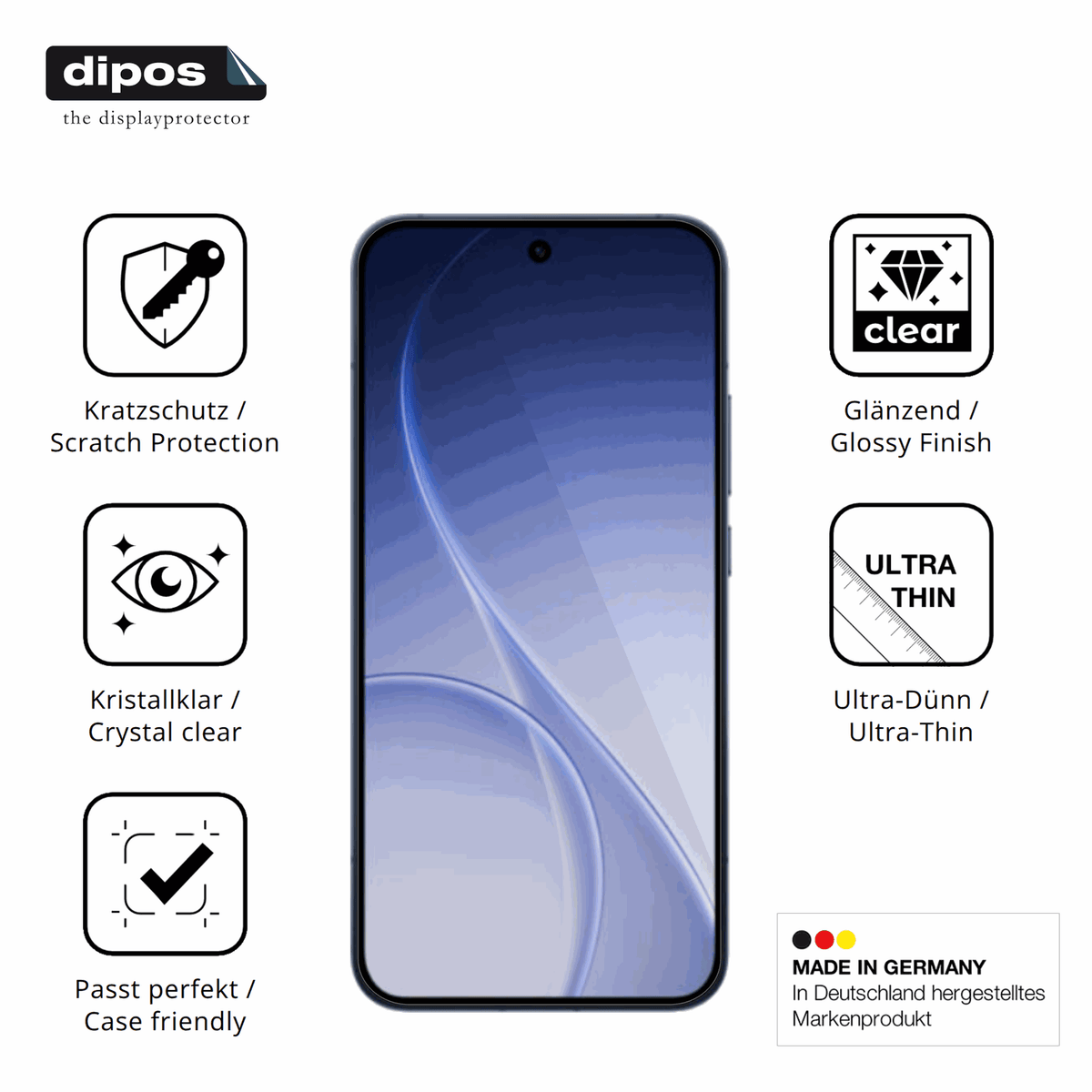 Displayschutz hergestellt in Deutschland, höchste Qualität made in Germany