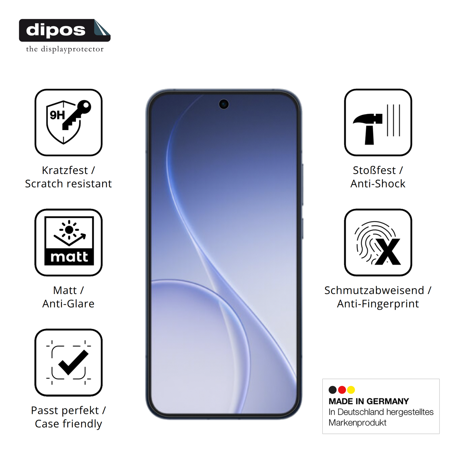 Displayschutz hergestellt in Deutschland, höchste Qualität made in Germany