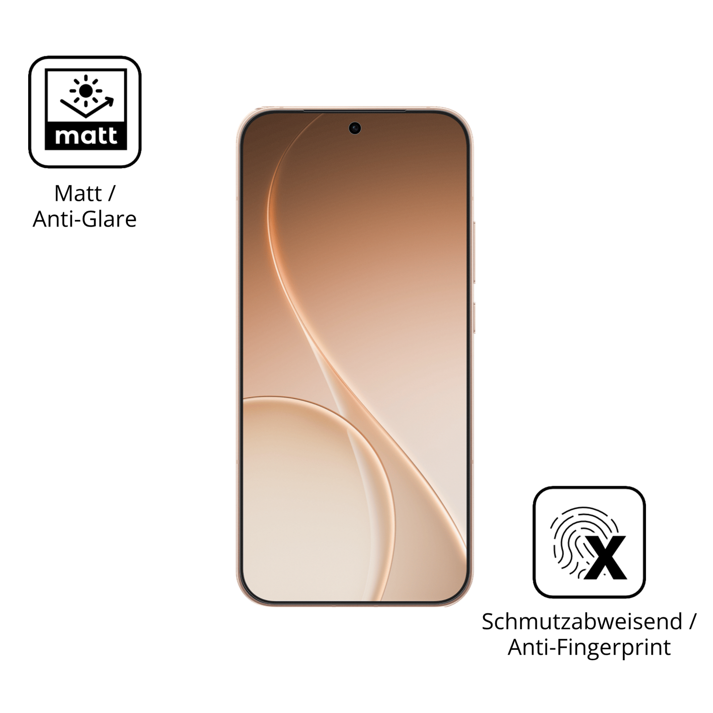 Dünne und entspiegelnde Folie passend zugeschnitten für Oppo Reno 15 FS
