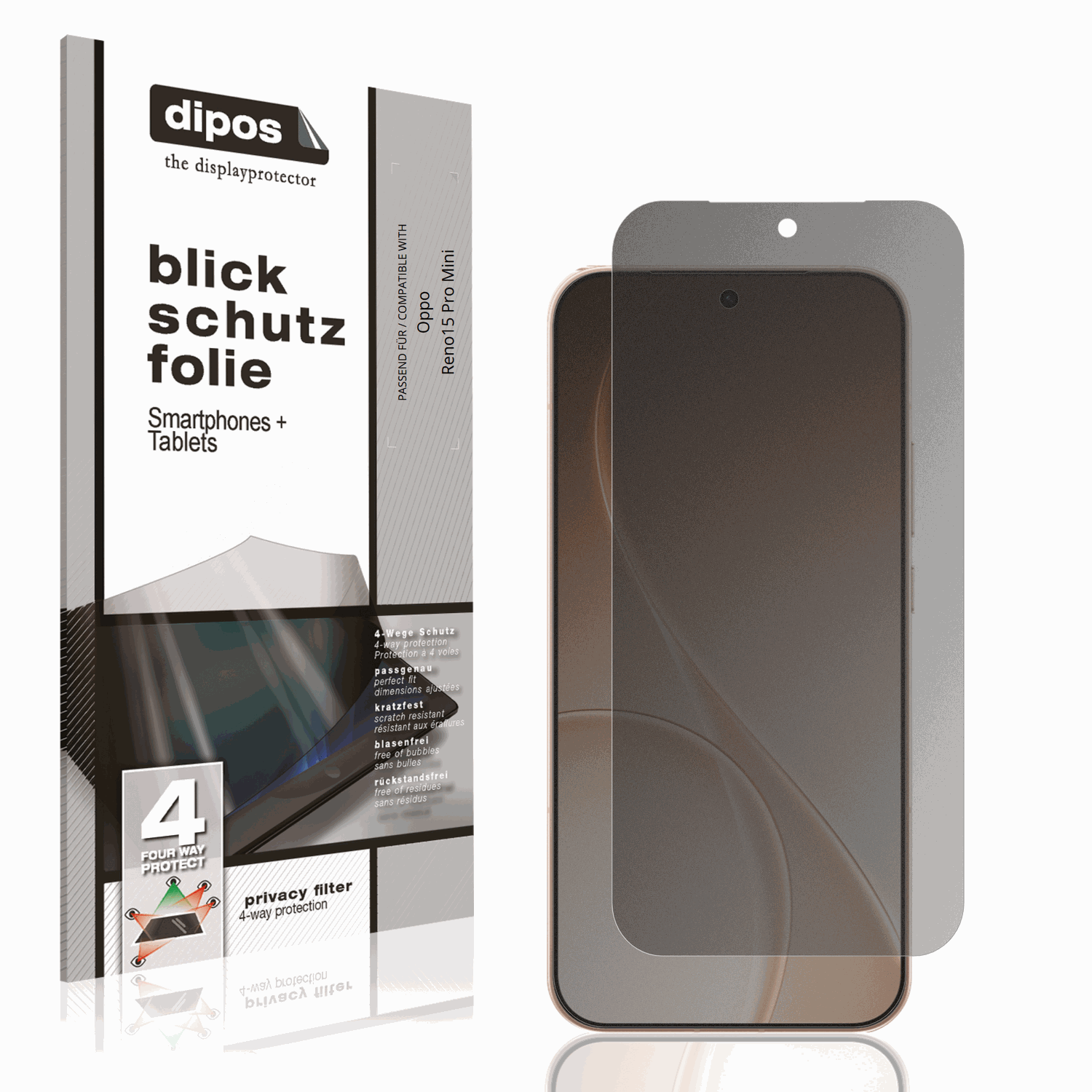 Blickschutzfolie von dipos passend für Oppo Reno15 Pro Mini, präziser Zuschnitt und blasenfrei montiert