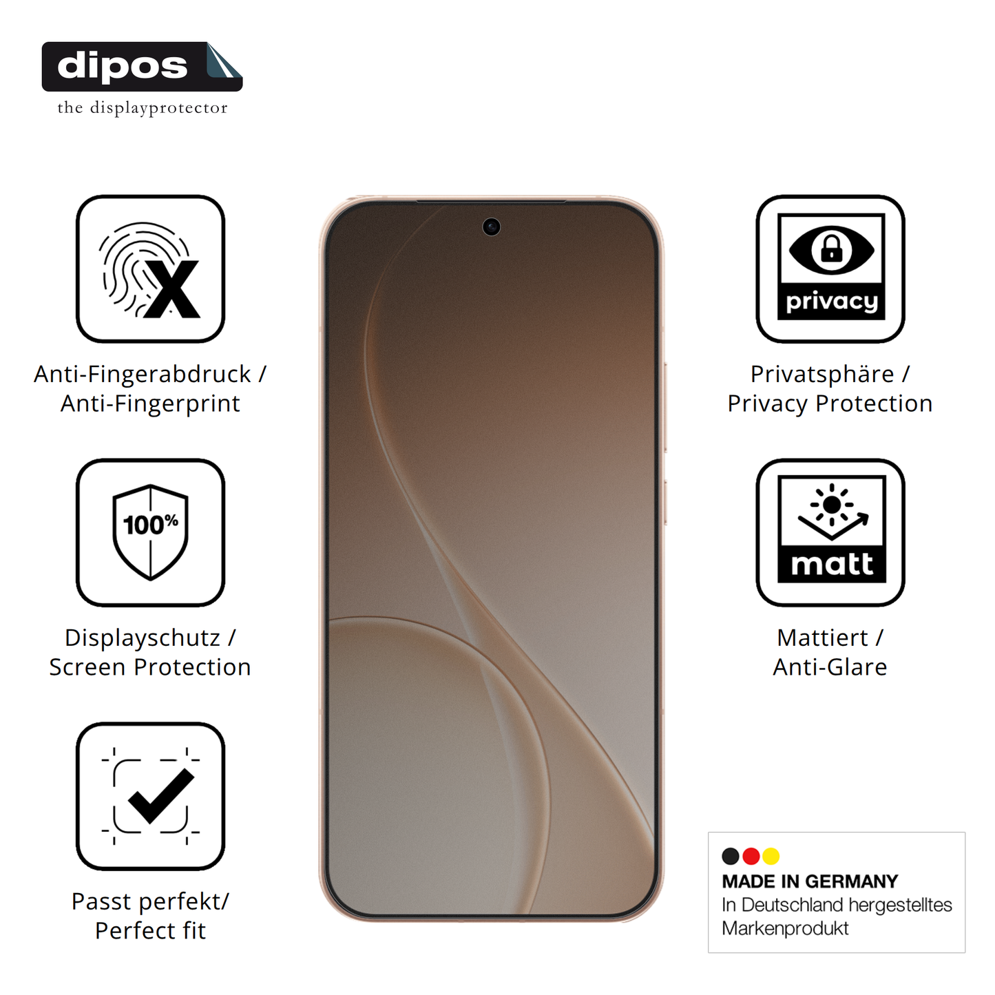 Privatsphäre-Schutz durch Sichtschutz-Folie passend zugeschnitten für Oppo Reno15 Pro Mini