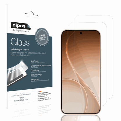 Klare Displayschutzfolie von dipos passend für Oppo Reno15 Pro Mini, 9H kratzfest und blasenfrei montiert