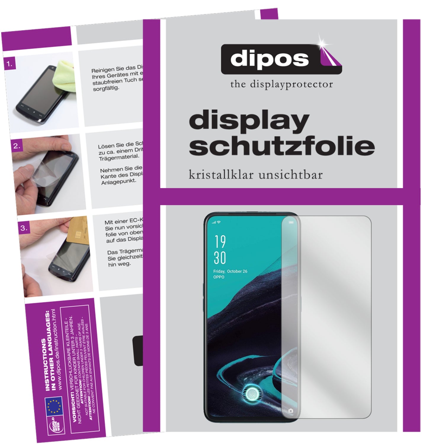 5x Schutzfolie klar für Oppo Reno2 F Display-Schutzfolie