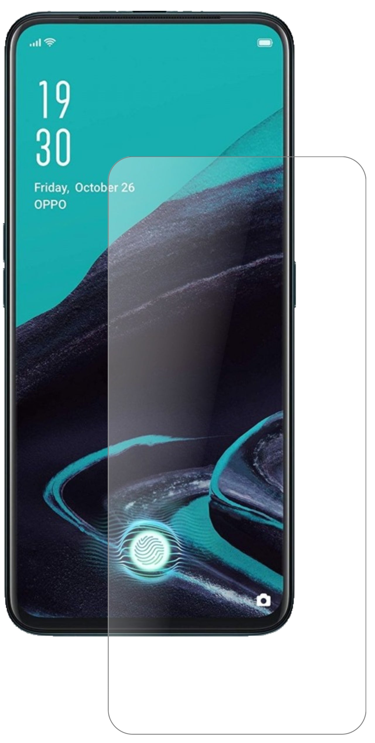 OppoReno2 Z mit aufgebrachter dipos Panzerfolie, die lästige Fingerabdrücke minimiert