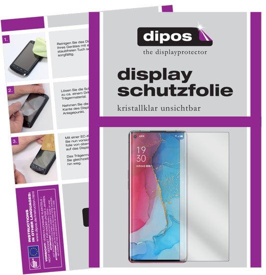 Klare Displayschutzfolie von dipos passend für Oppo Reno3 Pro, präziser Zuschnitt und blasenfrei montiert