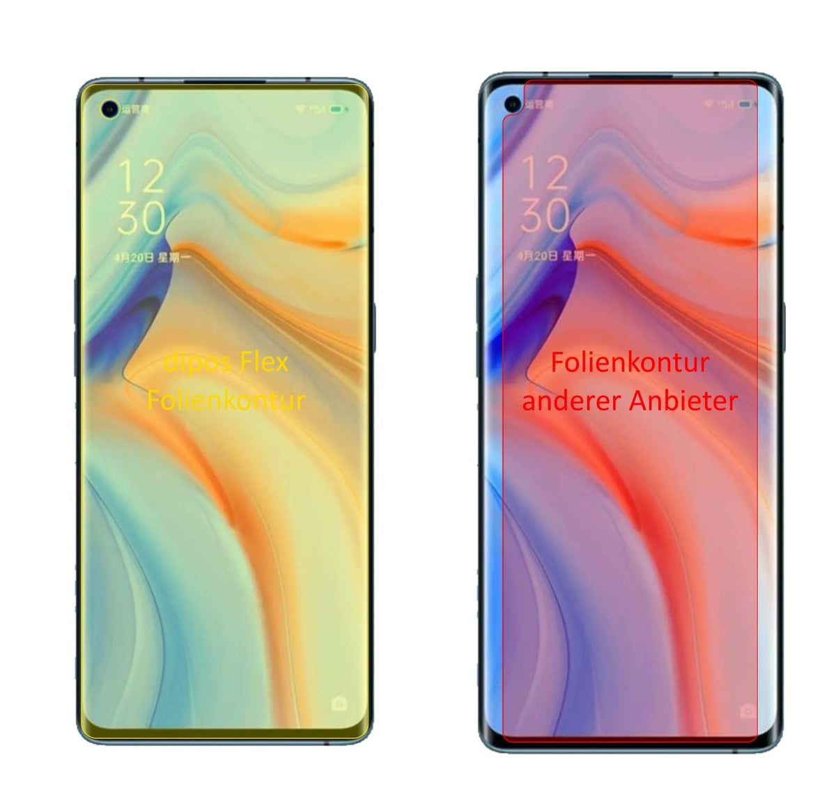 3x 3D Full Cover Schutzfolie für Oppo Reno 4 Pro