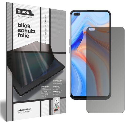Blickschutzfolie von dipos passend für Oppo Reno4 Z 5G, präziser Zuschnitt und blasenfrei montiert