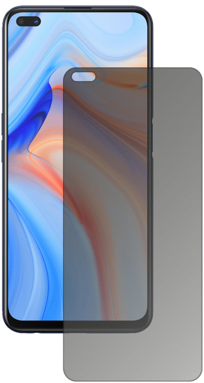 OppoReno4 Z 5G mit aufgebrachtem dipos Displayschutz, der seitliche Einblicke blockiert