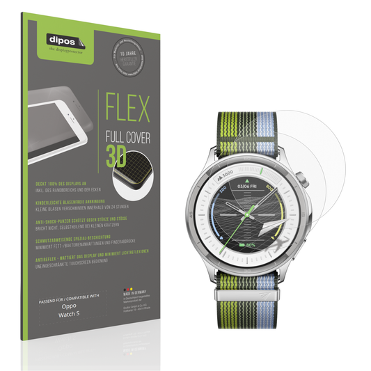 Matte Displayschutzfolie von dipos passend für Oppo Watch S, 100% Displayabdeckung und blasenfreie Montage