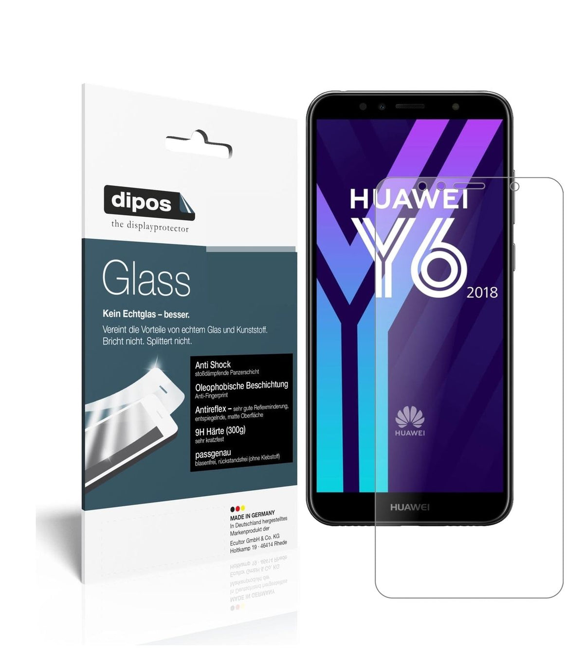 1x 9H Schutzfolie matt für Huawei Y6 (2018) Panzerfolie