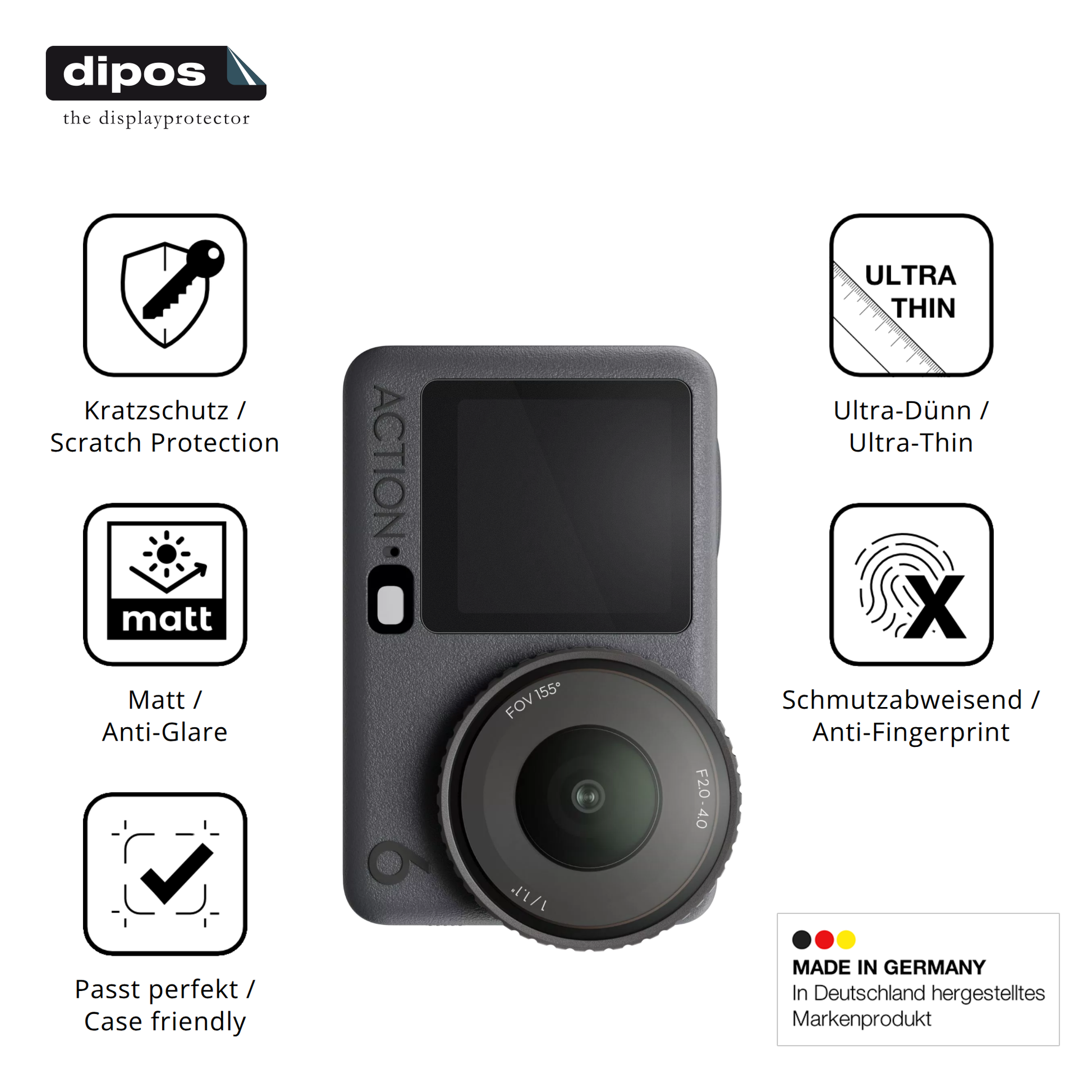 Displayschutz hergestellt in Deutschland, höchste Qualität made in Germany