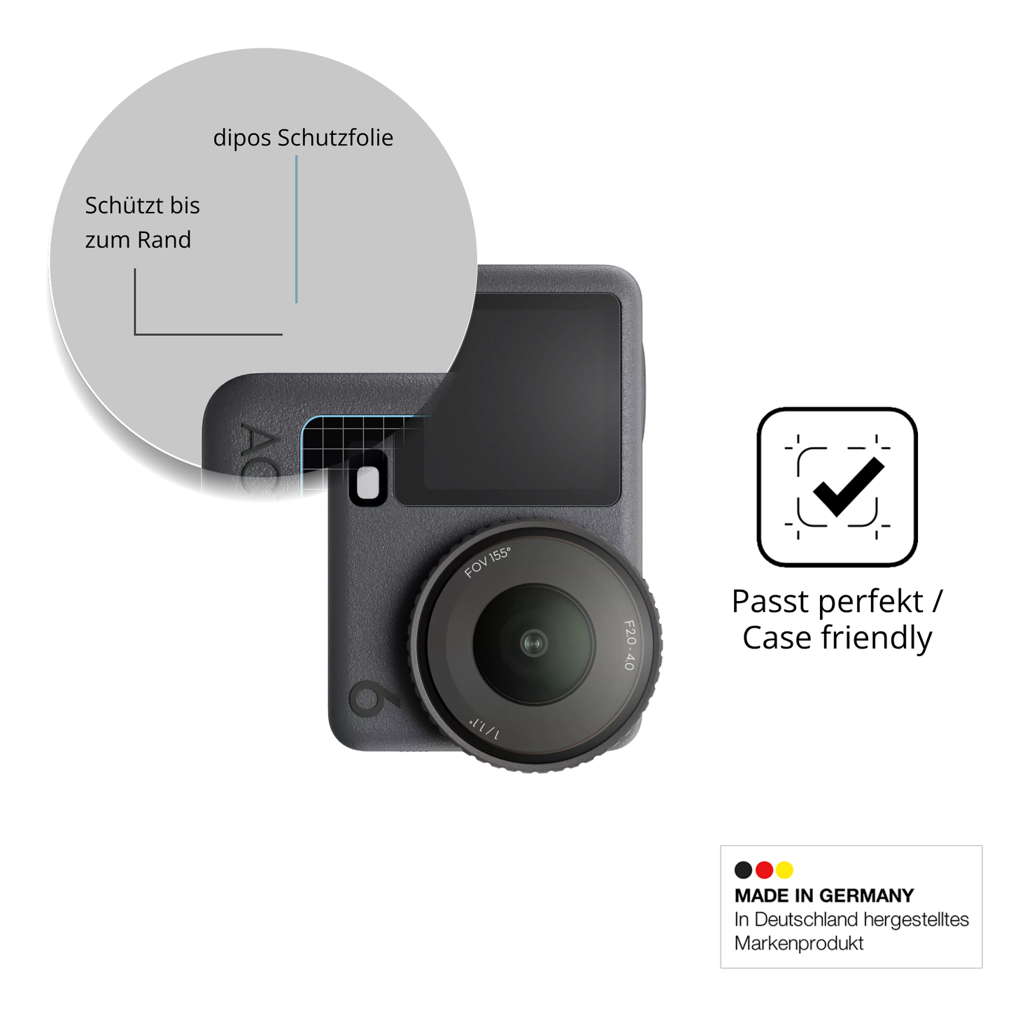 Schutzglasfolie mit optimaler Passform, zur Verwendung mit Hüllen geeignet