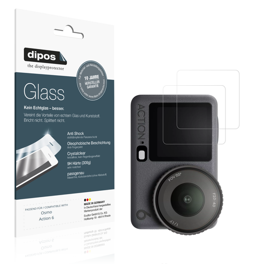 Klare Displayschutzfolie von dipos passend für osmoaction 6, 9H kratzfest und blasenfrei montiert