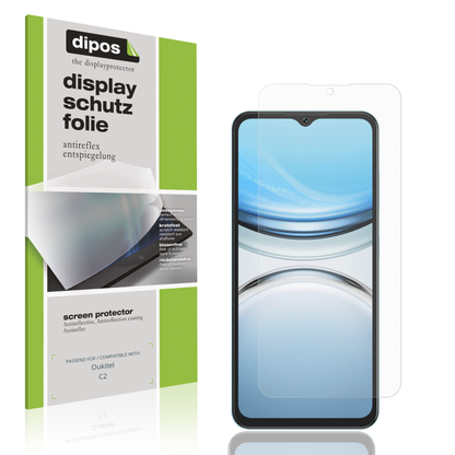 Matte Displayschutzfolie von dipos passend für Oukitel C2, präziser Zuschnitt und blasenfrei montiert