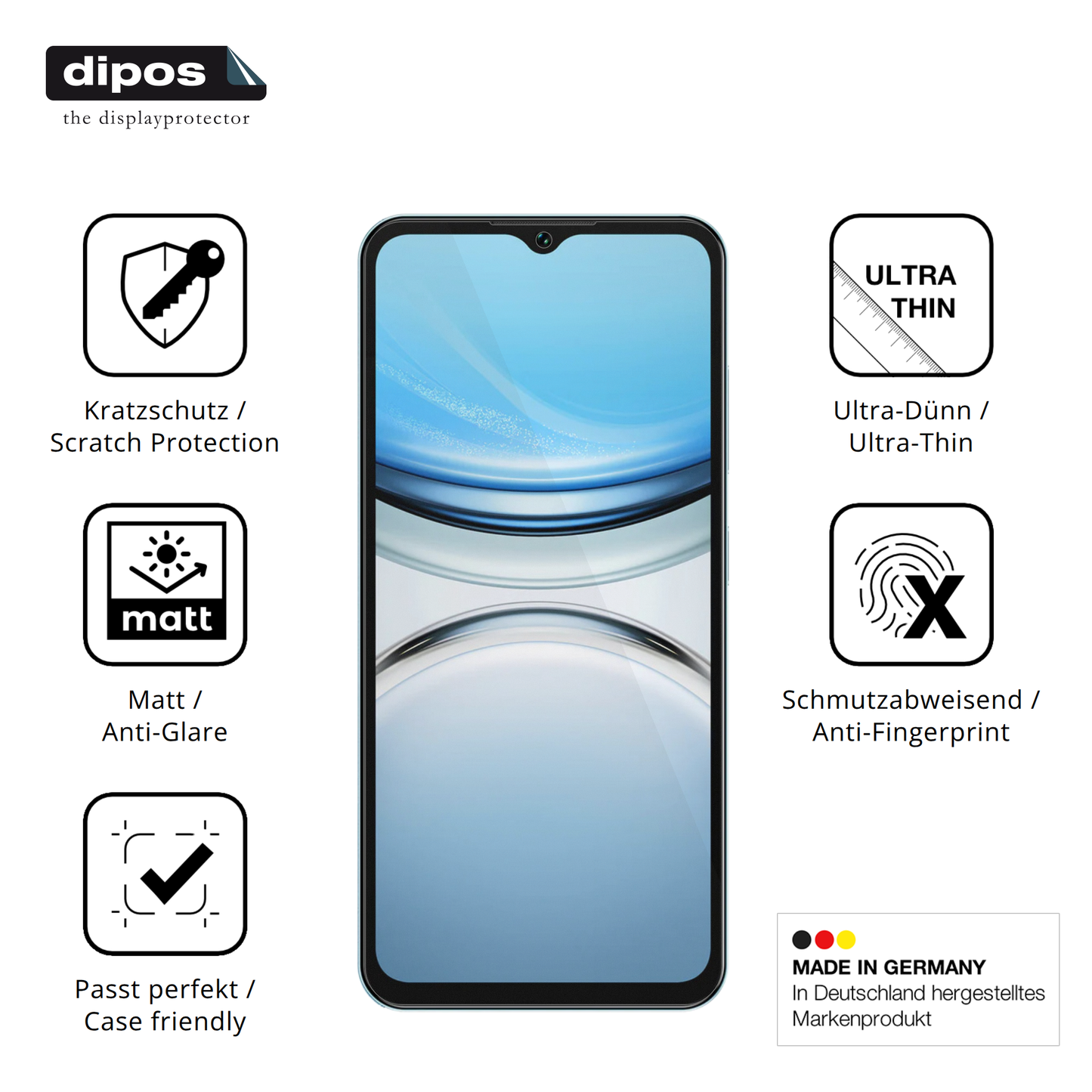 Displayschutz hergestellt in Deutschland, höchste Qualität made in Germany
