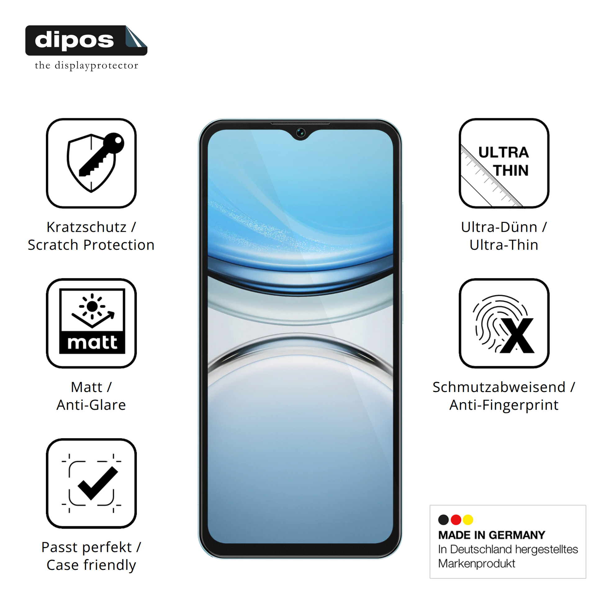 Displayschutz hergestellt in Deutschland, höchste Qualität made in Germany