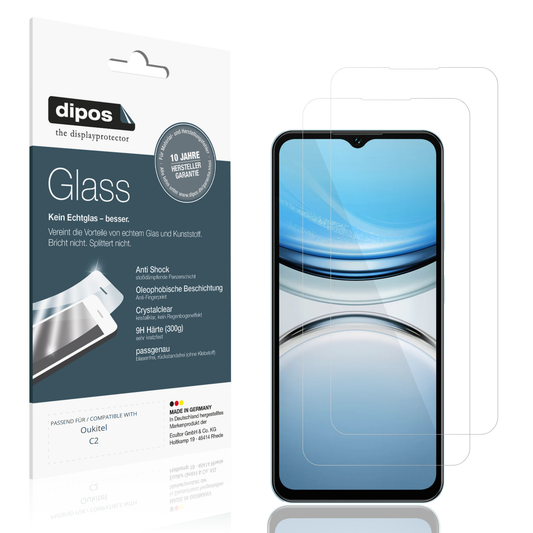 Klare Displayschutzfolie von dipos passend für Oukitel C2, 9H kratzfest und blasenfrei montiert