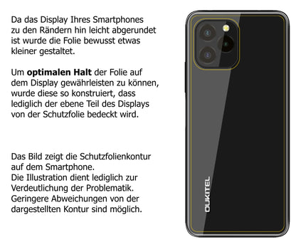 2x Schutzfolie klar für Oukitel C21 Pro Rückseite Display-Schutzfolie