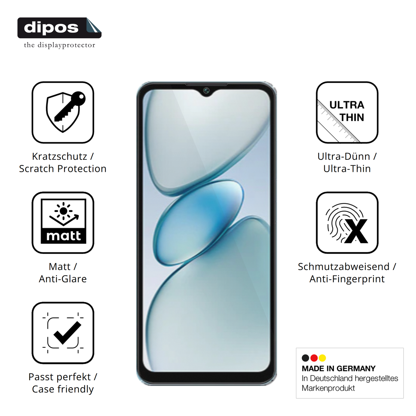 Displayschutz hergestellt in Deutschland, höchste Qualität made in Germany