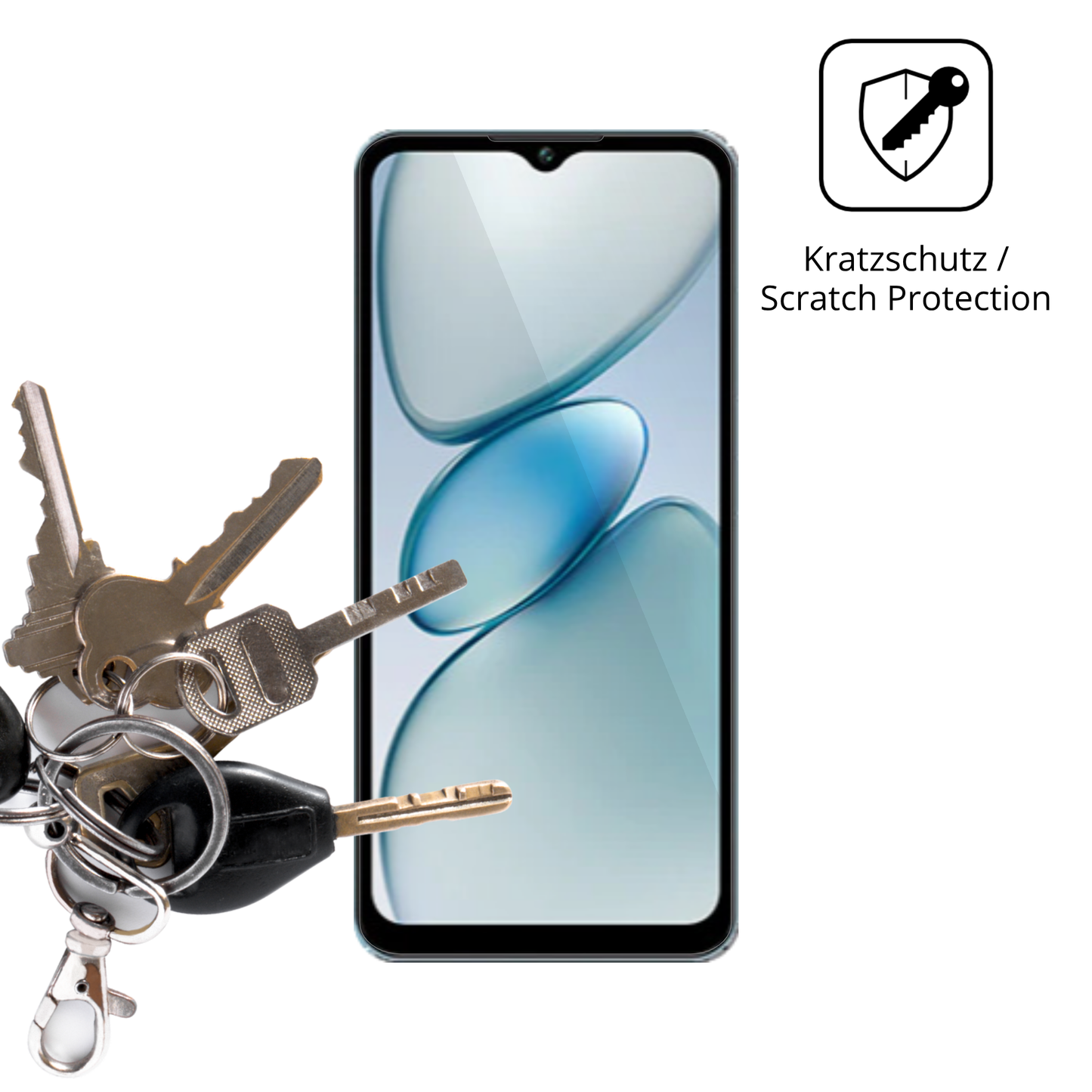 Schutz gegen Kratzer auf dem Oukitel C5 Glas durch Schlüssel oder Ähnliches