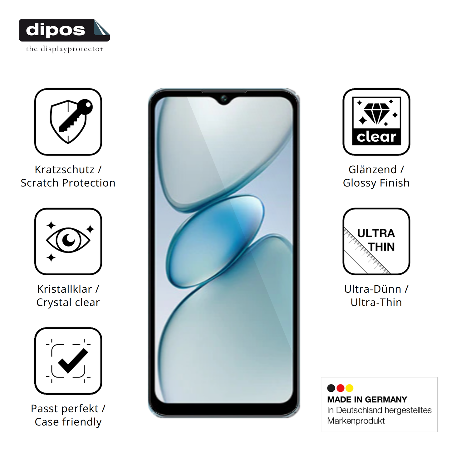 Displayschutz hergestellt in Deutschland, höchste Qualität made in Germany