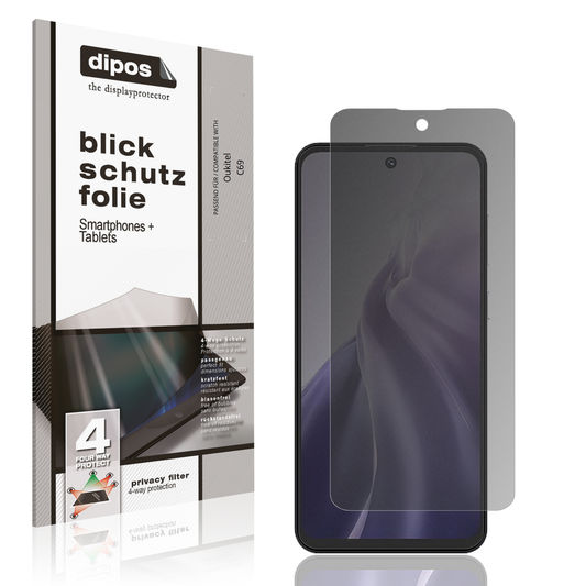 Blickschutzfolie von dipos passend für oukitelc69, präziser Zuschnitt und blasenfrei montiert