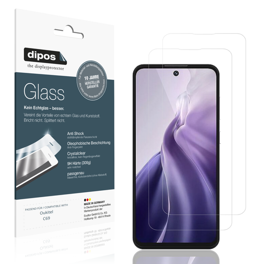 Klare Displayschutzfolie von dipos passend für oukitelc69, 9H kratzfest und blasenfrei montiert