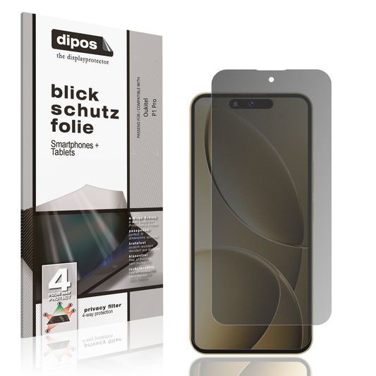 Blickschutzfolie von dipos passend für oukitelp1 pro, präziser Zuschnitt und blasenfrei montiert