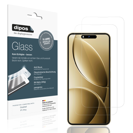 Klare Displayschutzfolie von dipos passend für oukitelp1 pro, 9H kratzfest und blasenfrei montiert