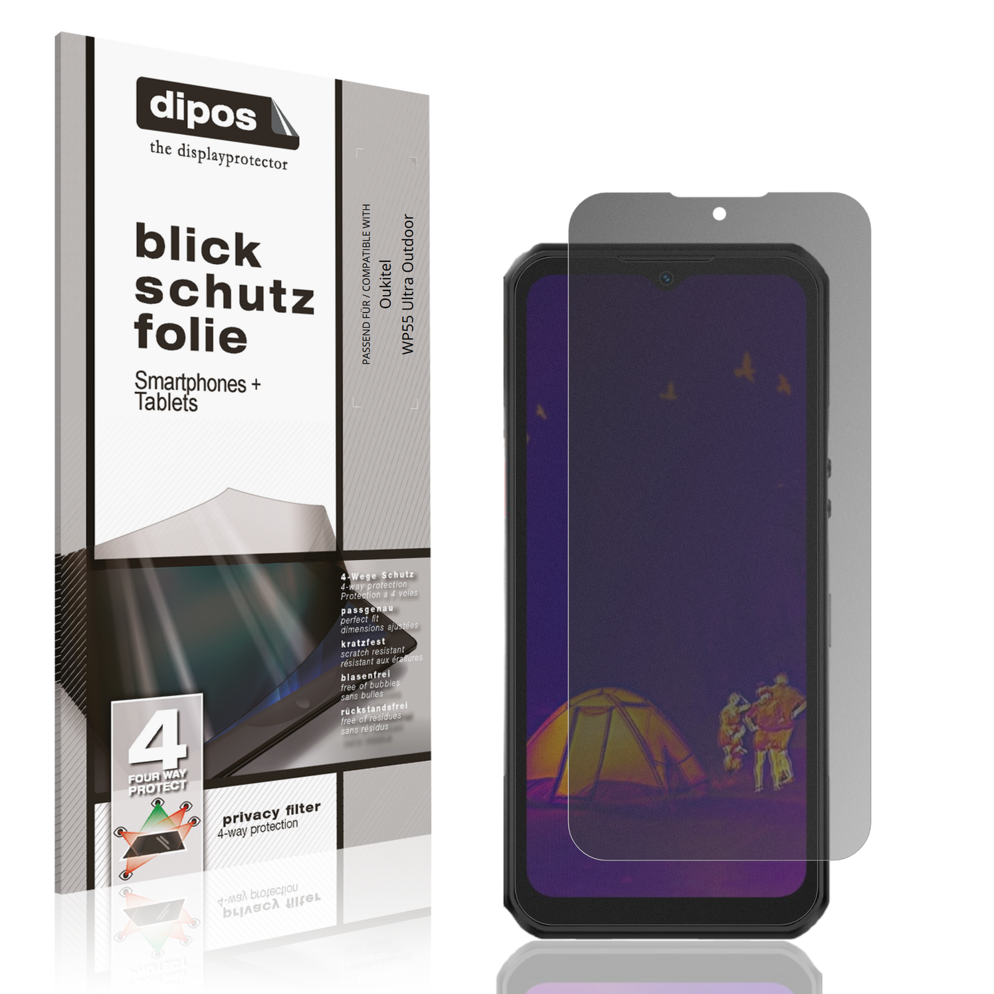 Blickschutzfolie für Oukitel WP55 Ultra Outdoor matt Schutzfolie Privacy