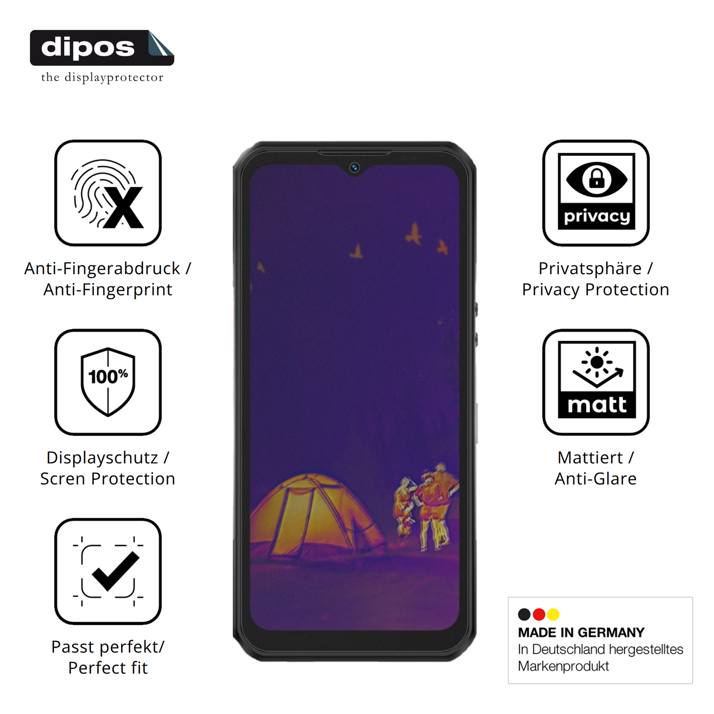 Blickschutzfolie für Oukitel WP55 Ultra Outdoor matt Schutzfolie Privacy