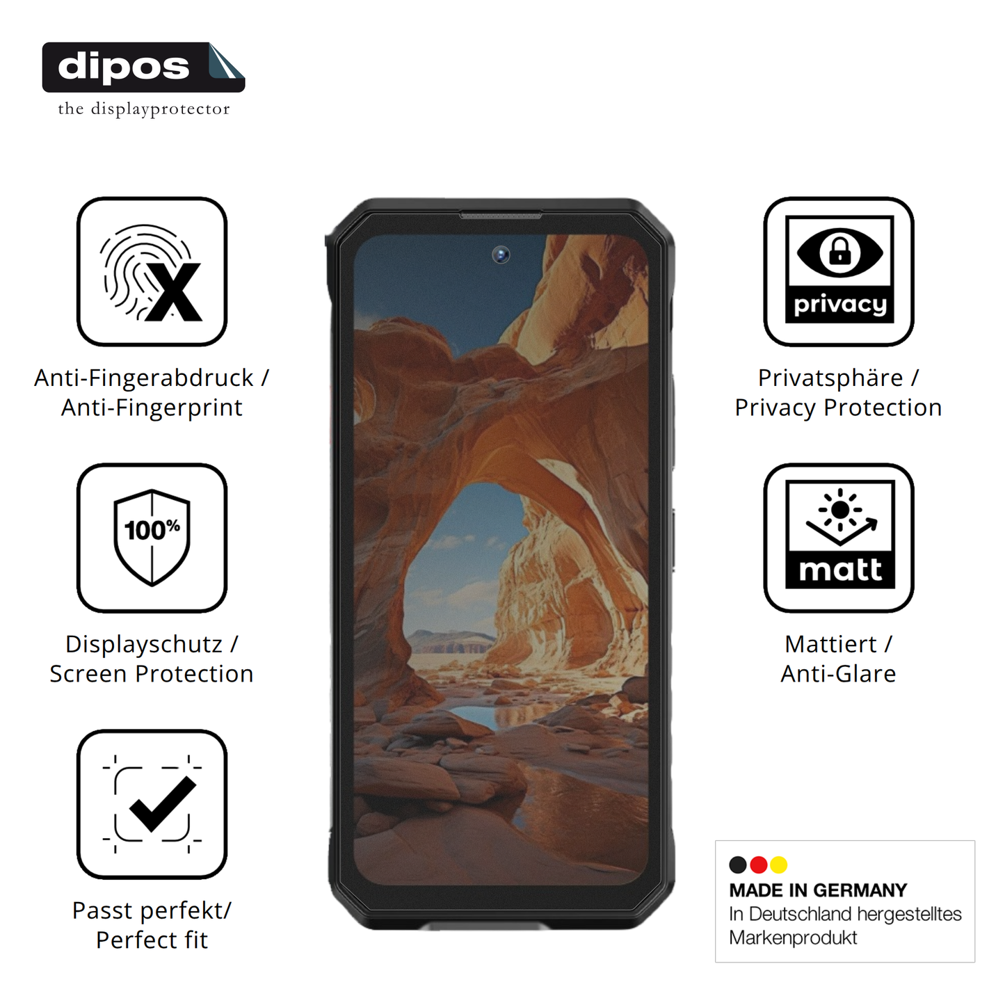 Privatsphäre-Schutz durch Sichtschutz-Folie passend zugeschnitten für Oukitel WP58 Pro