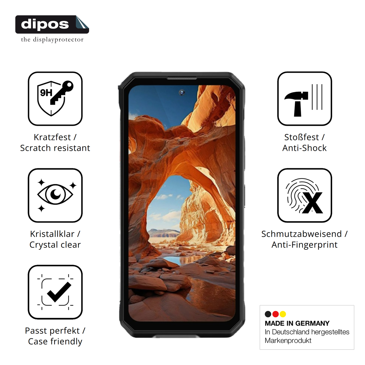 Displayschutz hergestellt in Deutschland, höchste Qualität made in Germany