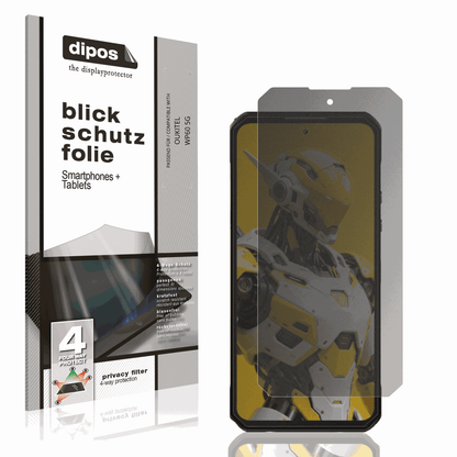 Blickschutzfolie von dipos passend für OUKITEL WP60 5G, präziser Zuschnitt und blasenfrei montiert