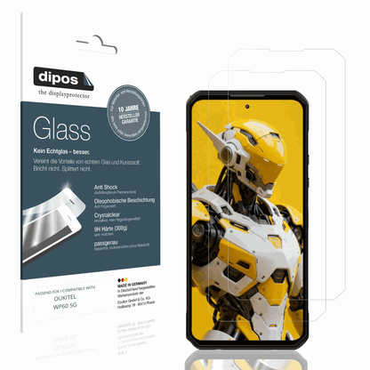 Klare Displayschutzfolie von dipos passend für OUKITEL WP60 5G, 9H kratzfest und blasenfrei montiert