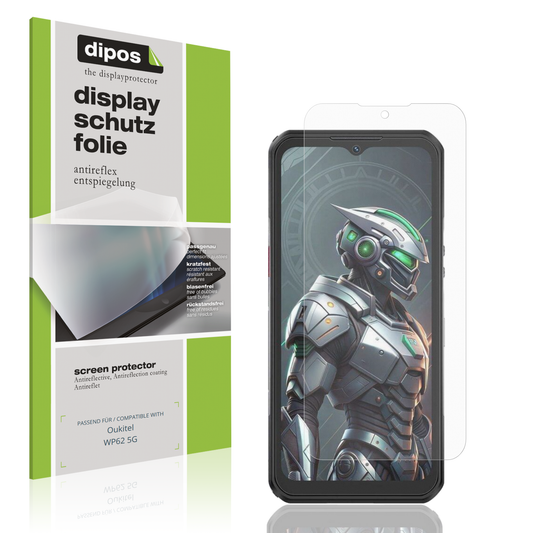 Matte Displayschutzfolie von dipos passend für oukitelwp62 5g, präziser Zuschnitt und blasenfrei montiert