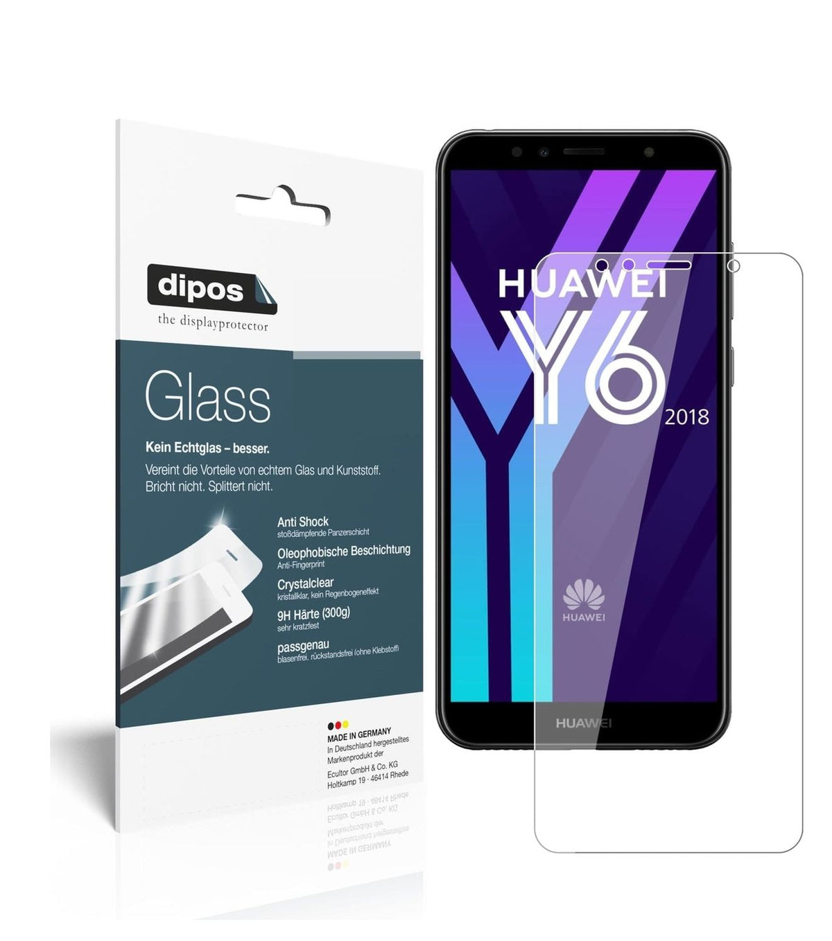 1x 9H Schutzfolie für Huawei Y6 (2018) Panzerfolie