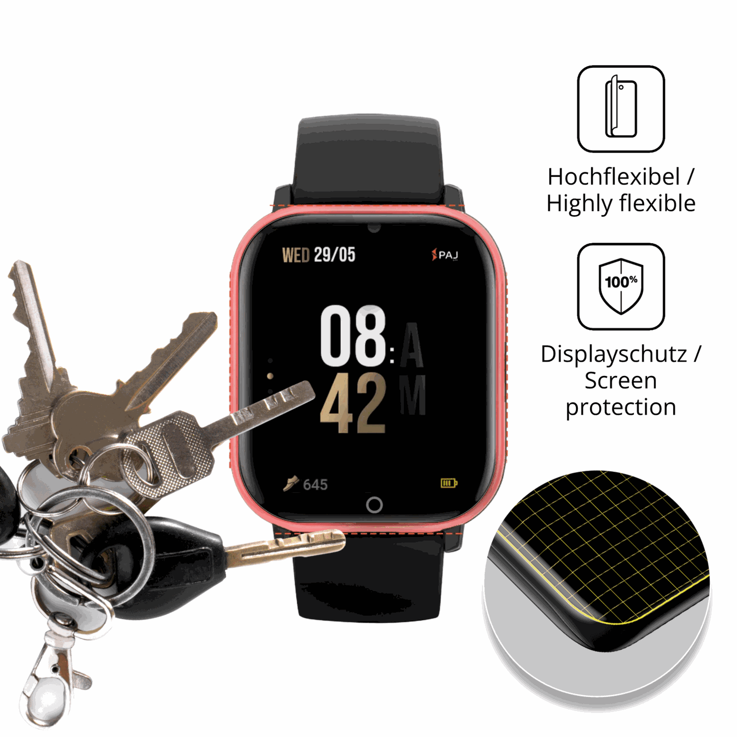 dipos Displayschutz f�r PAJ GPS Tracker Kids Smartwatch, transparente Oberfl�che, geringe Dicke und perfekte Passform