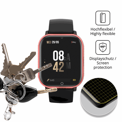 dipos Displayschutz f�r PAJ GPS Tracker Kids Smartwatch, transparente Oberfl�che, perfekte Passform auch f�r die Rundungen