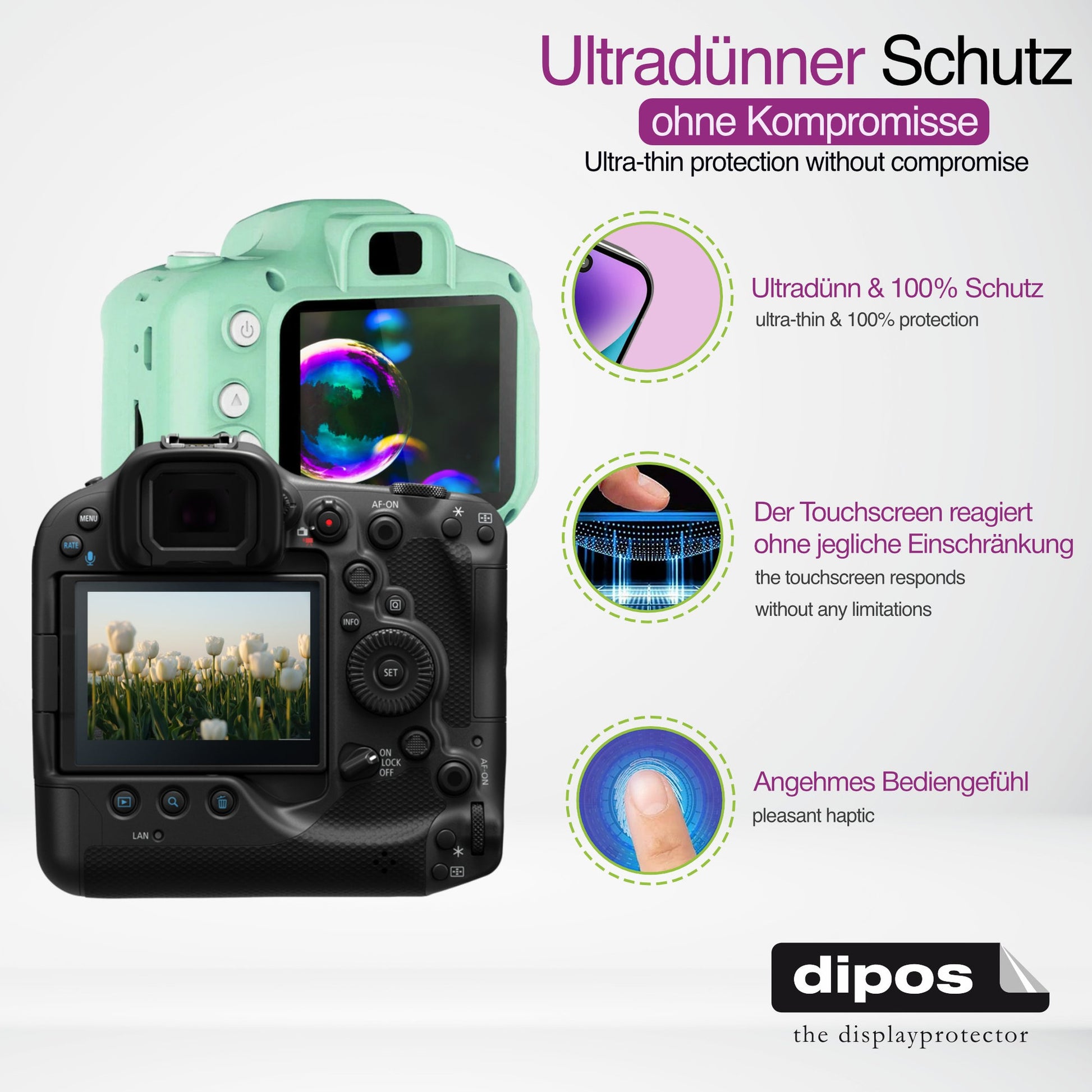 dipos Displayschutz für Panasonic HC-V808, transparente Oberfläche, geringe Dicke und perfekte Passform