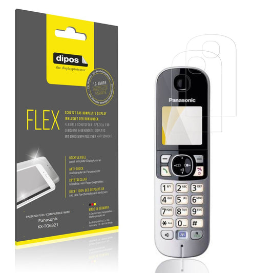 2x 3D Full Cover Schutzfolie für Panasonic KX-TG6821