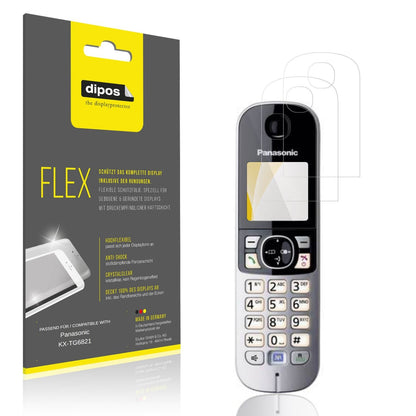 2x 3D Full Cover Schutzfolie für Panasonic KX-TG6821